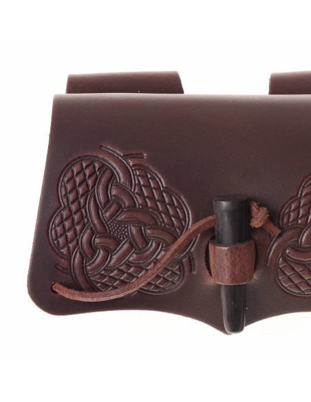 Bolsa de couro com 3 poções com fecho...