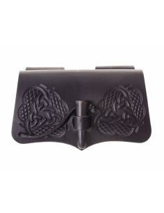 Bolsa de couro com 3 poções com fecho de chifre (16,5 x...