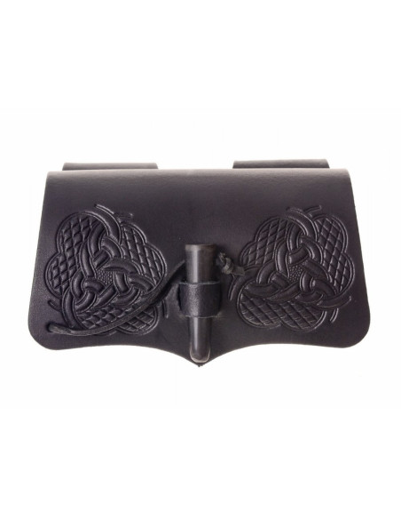 Bolsa de couro com 3 poções com fecho...