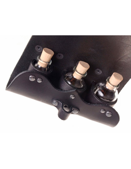 Bolsa de couro com 3 poções com fecho...