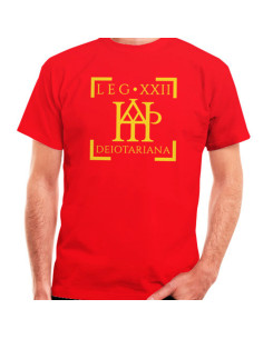 T-shirt Legio XXII Deiotariana Romana em vermelho, manga...