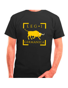 T-shirt germânica romana Legio I em preto, manga curta