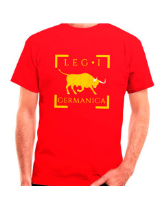 T-shirt romana germânica Legio I em vermelho, manga curta