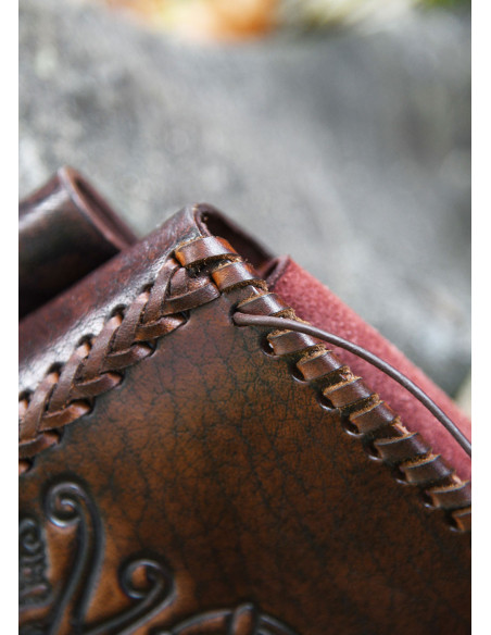 Bolsa dragão em couro marrom para...