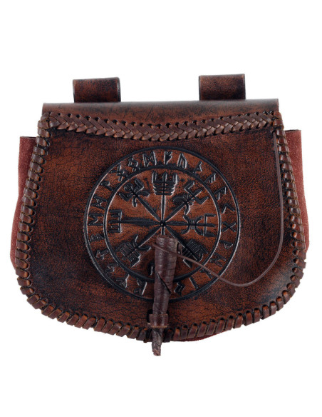 Bolsa Celtic Vegvisir em couro...