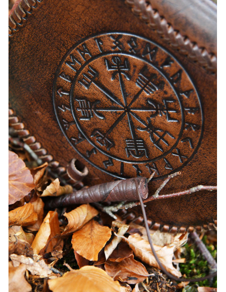 Bolsa Celtic Vegvisir em couro...