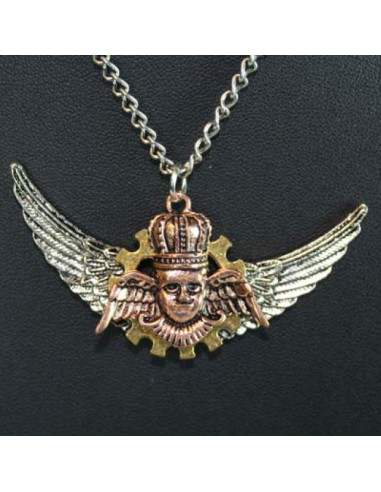 Steampunk King's Wing Pendant, com corrente