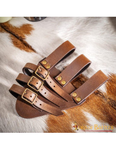 Baldric para espadas rapier em couro com 3 fivelas 2