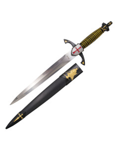 Adaga medieval Templária negra guarda escudo cruz