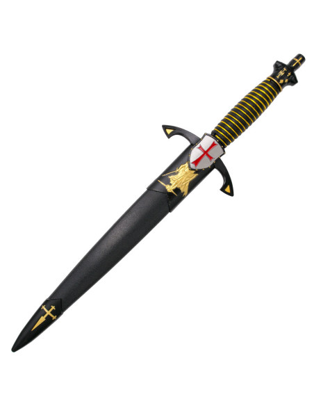 Adaga medieval Templária negra guarda...