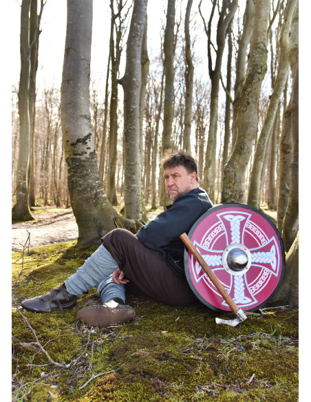 Escudo Viking pintado com Cruz Celta,...