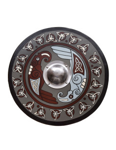 Escudo Viking pintado com Raven e Triquetes, 61 cm. QUALQUER