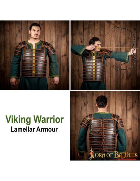 Armadura viking lamelar em couro genuíno