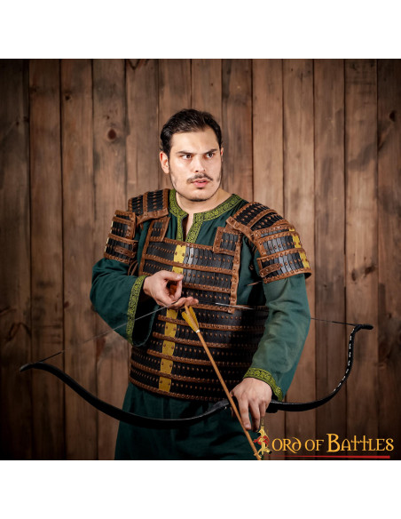 Armadura viking lamelar em couro genuíno