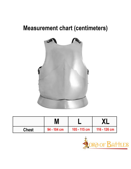 Couraça gótica aço macio polido