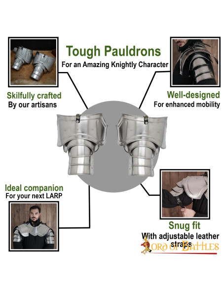 Ombreiras de cavaleiro medieval, aço...