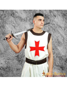 Tabardo Cavaleiro Templário Branco com cruz vermelha