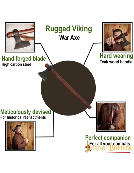 Machado Viking Barbudo Forjado à Mão