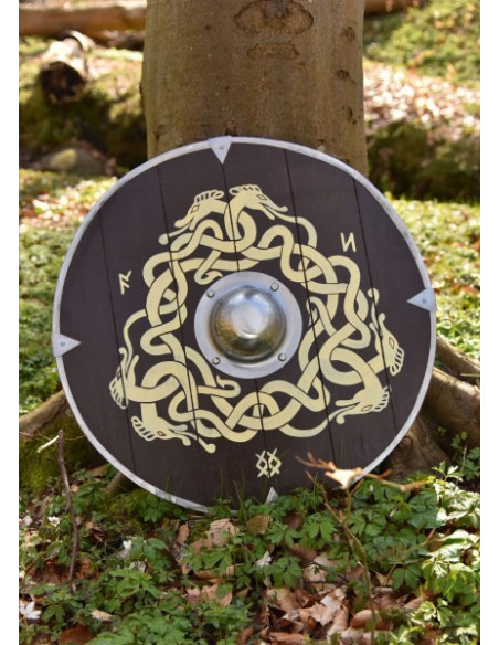 Escudo anglo-saxão pintado à mão com...