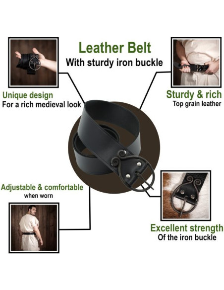 Cinto medieval com fivela de ferro...