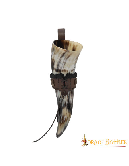 Tahalí para chifres em couro forrado,...