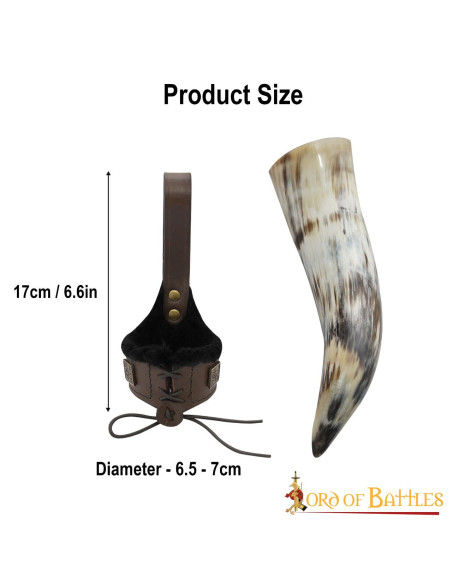 Tahalí para chifres em couro forrado,...