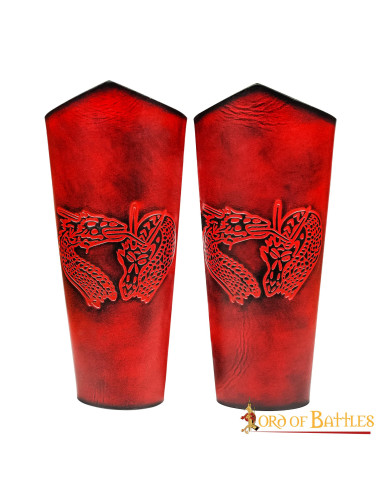 Pulseiras Dragon Fantasy em couro gofrado, vermelho