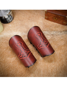 Braceletes Viking Martelo de Thor, Mjolnir, em couro
