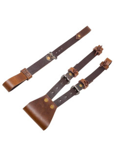 Baldric para espada composto por 3 cintos de couro 2