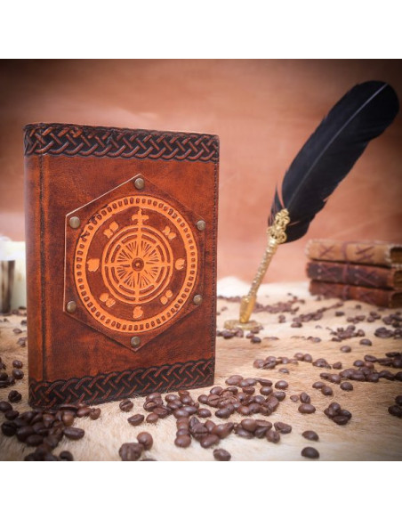 Caderno de bordo Fleur de Lis, couro