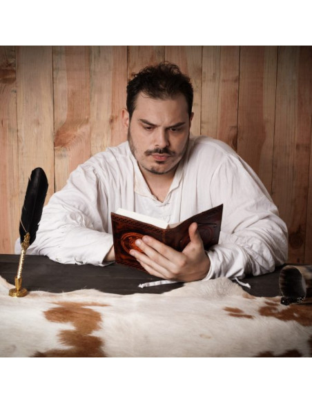 Caderno de bordo Fleur de Lis, couro