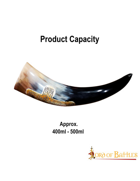 Chifre viking com cruz gravada,...