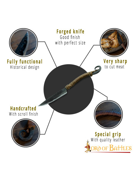 Faca medieval funcional forjada