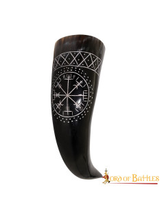 Chifre Viking Vegvisir em couro de boi 2