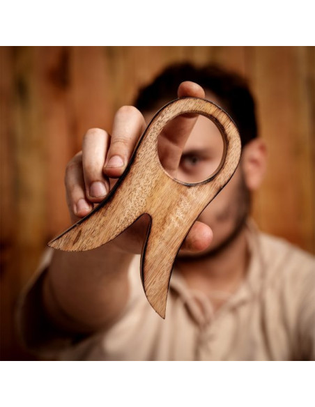 Suporte de madeira para chifre, 16 cm.