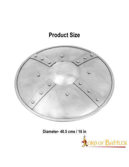 Escudo medieval redondo, século XV...