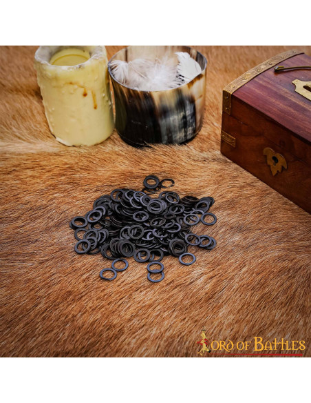 Anéis planos de aço preto maciço, 9 mm