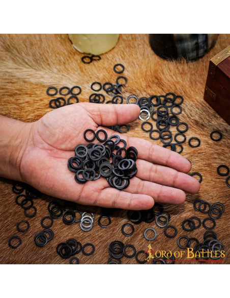 Anéis planos de aço preto maciço, 9 mm