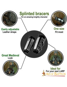 Pulseira de couro genuíno reforçada com placas de aço 2