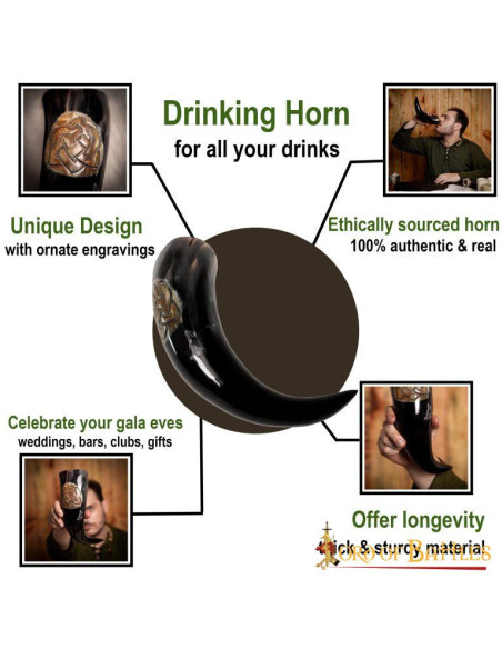 Buzina com nós celtas gravados