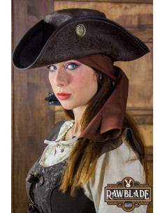 Chapéu de pirata tricorn marrom escuro, Deluxe