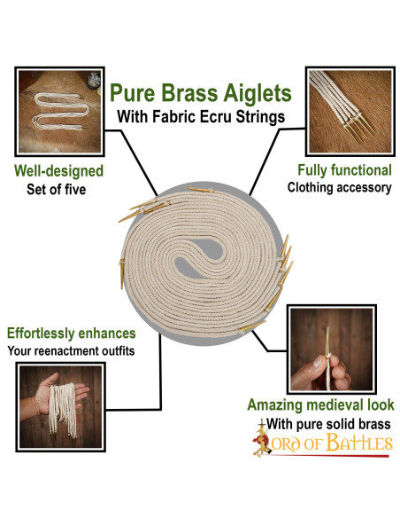 Conjunto de 5 aiglets de cor creme...