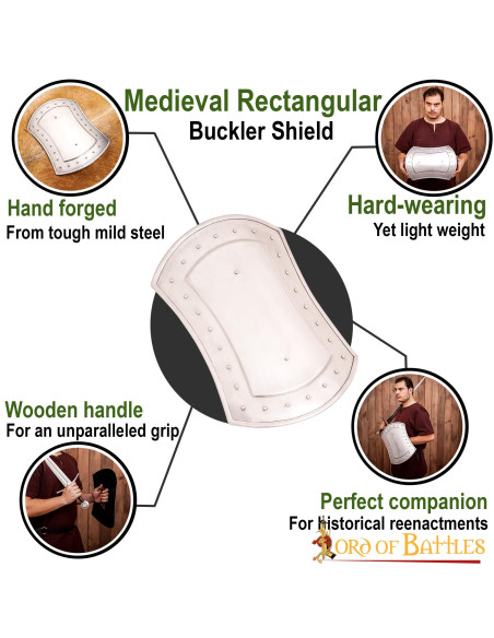 Broquel de aço retangular medieval...