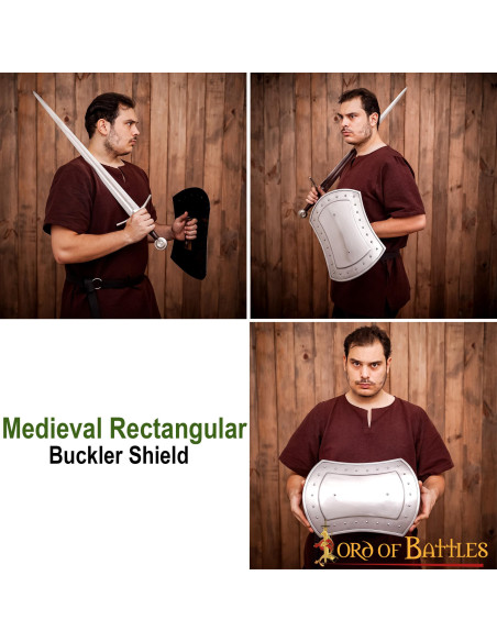 Broquel de aço retangular medieval...