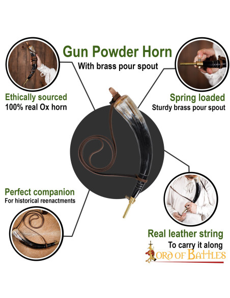 Caixa de pó de chifre de boi