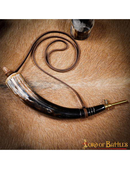 Caixa de pó de chifre de boi