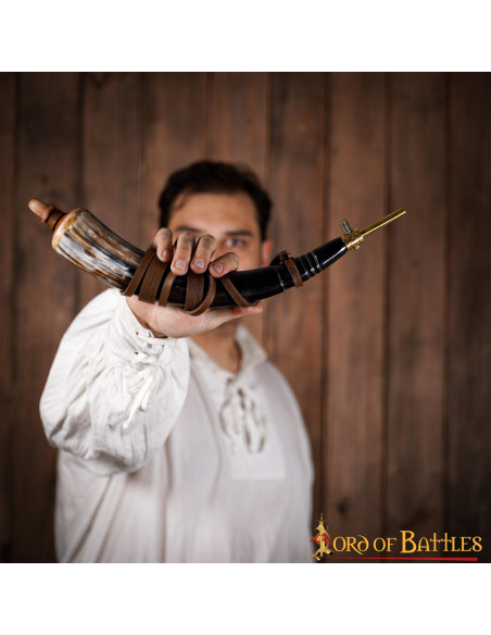 Caixa de pó de chifre de boi