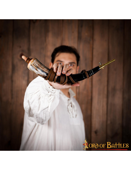 Caixa de pó de chifre de boi