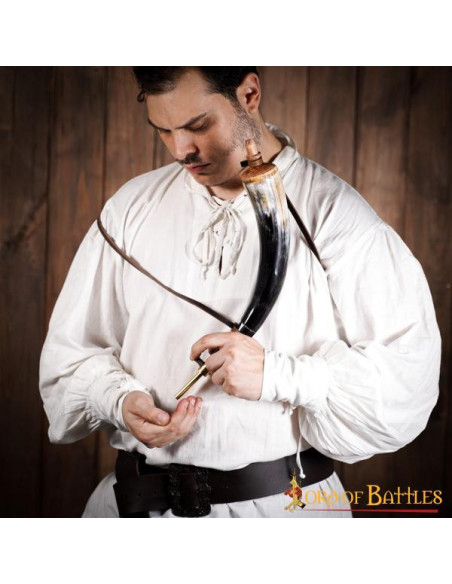 Caixa de pó de chifre de boi