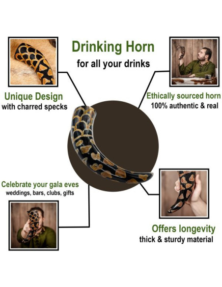 Buzina Viking com desenho queimado,...